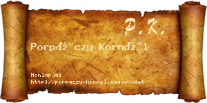 Porpáczy Kornél névjegykártya